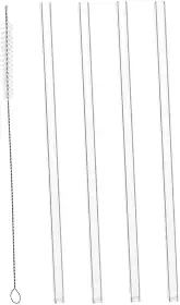 LYOR - Conjunto 4 Canudos de Vidro Reutilizáveis com Escova para Limpeza 20cm