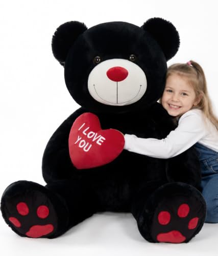 Tezituor 4FT Giant Teddy Bear with Heart, Soft Stuffed Animal Plush Toy