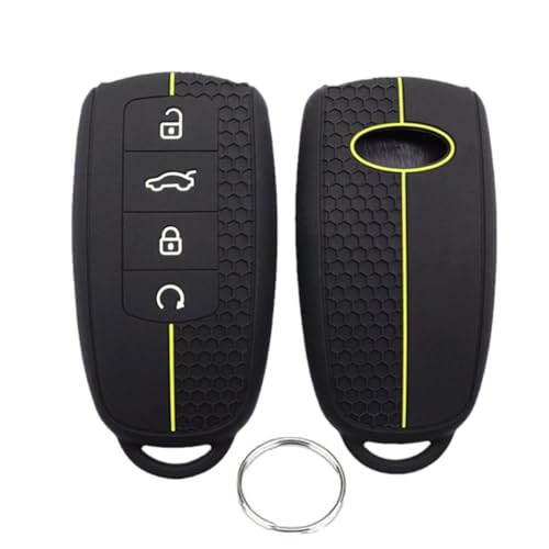 Chaexii Funda para llave Chery, llavero de silicona compatible con Chery Omoda 5, Tiggo, 7, Tiggo, 8, Tiggo, 8 Pro, funda para llave Jaecoo 7, soporte para llaves Chery de 4 botones (amarillo)