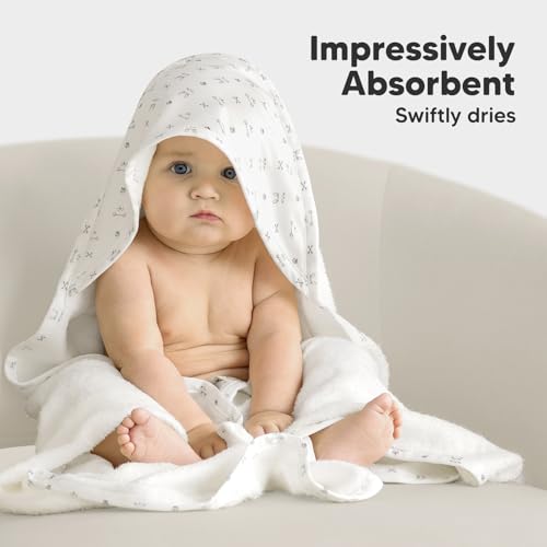 Image of KeaBabies Hooded Baby Towel for Newborn, Baby Bath Towels (KeaStory, 35x35) | Viscose Derived from Bamboo, Large Baby Towels with Hood, Boys, Girls, Toddler, Soft Absorbent Baby Bath Essentials