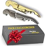 Abridor de Vino (Pack de 2) | Sacacorchos Profesional en Caja de Diseño | Incluye Abrebotellas y Cortacápsulas | Wine Opener | Saca Rolhas | Ieal para Regalo de Empresa, Amigo Invisible o Navidad