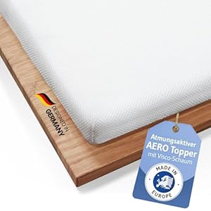 Topper 200x220 AERO, Oekotex Zertifiziert, Memory Foam Matratzentopper 200x220cm, Atmungsaktiver Mesh-Bezug, Gummizug für festen Halt, Designed in Germany, Made in Europe, Matratzen-Auflage mit 5 cm