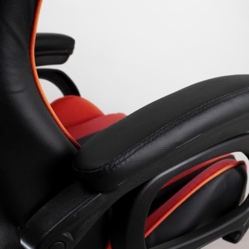 Cadeira Gamer Vermelho e Preto Healer Level Reclinável Giratória com apoio de pés