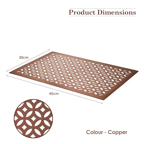 Image of Heart Home 4 Pcs Set Leather Rectangular Side Table Mats | Reusable and Washable Placemat /Dining Table Mat for Wedding and Family Functions | Copper