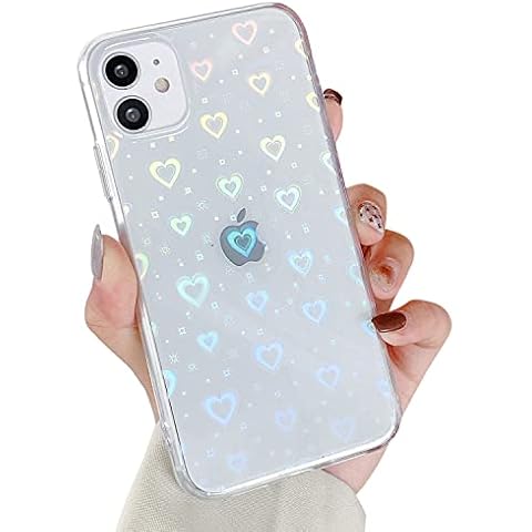 LRANKAI Compatible with iPhone 11 Case for Girls Woman,Laser Glitter Heart Pattern Case Soft TPU Bumper Protective Bling Shockproof Cover for iPhone 11 6.1'' Cover
