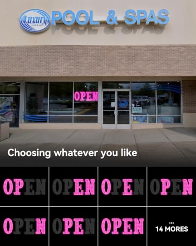 Image of Open Sign for Business 48 inch x 17 inch, Smart Extra Large LED Open Sign with Bluetooth APP Timer & Remote, Dimmable 14 Modes for High-Visibility Storefront Window Pink