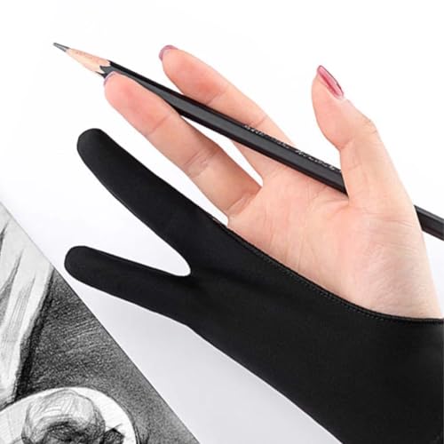Image of 3pcs Artist Glove, Drawing Gloves for Tablet, Palm Rejection Gloves for Graphic Tablet, Anti-Fouling Two-Finger Gloves, Black Gloves for Drawing and Writing