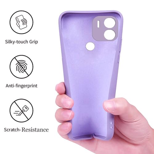 Image of A rtistque Liquid Silicone Back Cover Case for Poco C51 Shockproof TPU Soft Flexible with Camera Protection - Purple