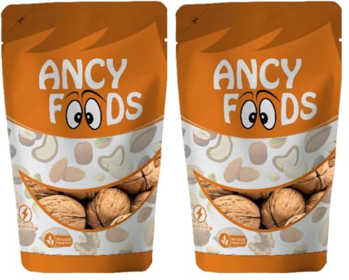 Image of Ancy Kashmiri Sabut Akhrot 500 Grams (250 Grams X 2) - Inshell Walnut Dry Fruit | Rich in Proteins and Antioxidants - Supports Brain Health , Enhances Memory, Boosts Mood, Supports Heart Function, Improves Skin Texture - Delicious & Crunchy Walnuts | High Quality Raw Akhrot | Whole Hard Shell Walnut