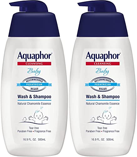 Image of Aquaphor Baby Wash and Shampoo - Mild, Tear-free 2-in-1 Solution for Baby’s Sensitive Skin - 16.9 fl. oz. Pump - Pack of 2