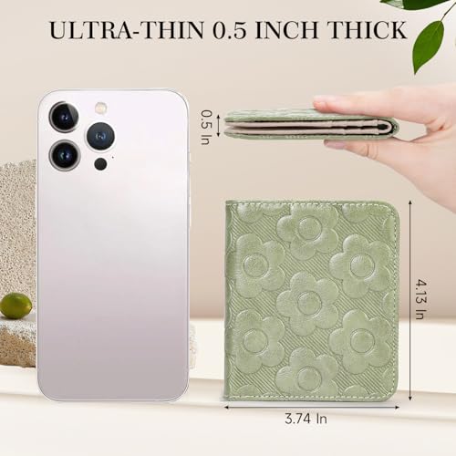 Stylish RFID-Blocking Women's Bifold Wallet - Compact Vegan Leather with 3D Floral Embossing, Ideal for ID and Cards - Image 2