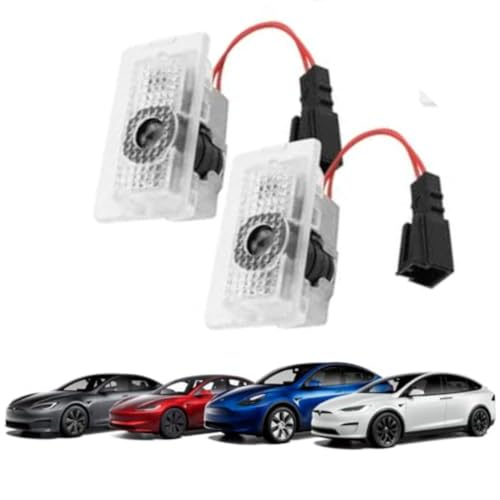 MVP Auto Supplies Door Light Logo Projector For Tesla Model 3, S, Y, X Accessories - LED Ghost Shadow Puddle Light with 3 Years Warranty
