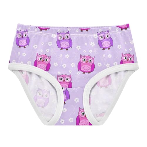 Joisal Cute Cartoon Owls Light Purple Panties for Girl Toddlers Underwear Floral Cotton Designer Briefs Kids Undies 2t