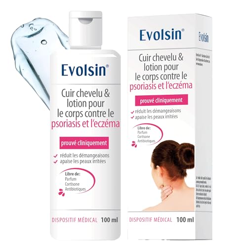 Evolsin® Lotion psoriasis & eczéma pour le cuir chevelu et le corps - pour les peaux irritées, sèches I Cicatrise & soulage les démangeaisons