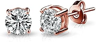 Rose Gold Plated Solitaire Crystal Stud Earrings Created with Zircondia® Crystals