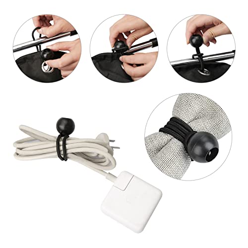 30 Stück Tarp Clips Set, 10 Heavy Duty Tarp Clips mit 10 Zelt Bungees Schnüre und 10 Karabiner Clips für Camping Zelte Abdeckung, schwarz – Bild 5