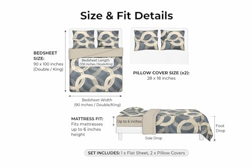 Image of Bedsheet for Double Bed King Size | 90 X 100 Inch with 2 Pillow Covers