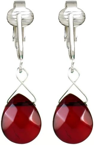 Aloha Earrings Beautiful Glass Briolette Clip On Earrings for Women, Petite Dangle, French Style, Unpierced Ears