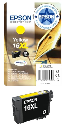 Epson 16XL Yellow Pen & Crossword High Yield Genuine, DURABrite Ultra Ink, XL High Capacity