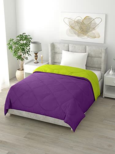 Image of Clasiko Reversible Single Bed Comforter; 60x90 Inches; 200GSM; Material - Cotton; Reversible; Color - Purple & Green; Pack of 1;