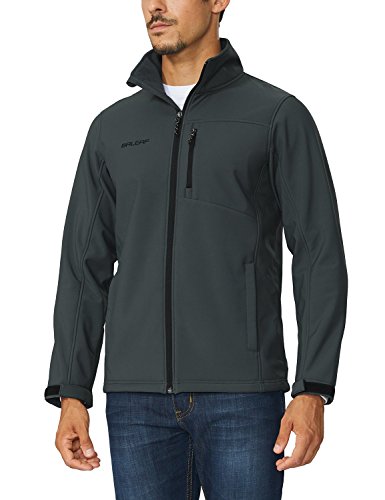 BALEAF Men's Softshell Jacket Waterproof Windproof Outdoor Cycling Walking Coat Gray Size S