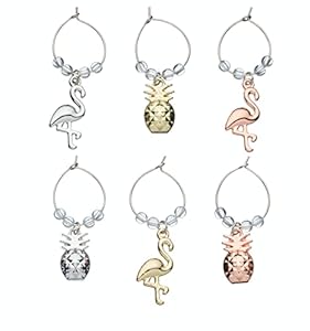 BarCraft BCWCPAPPLE Zawieszki do Kieliszków Ananas Flamingo 6 sztuk