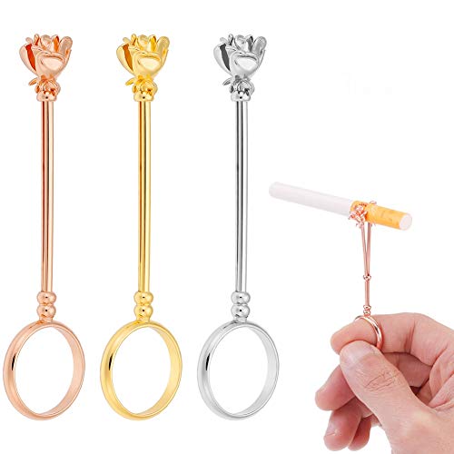 Rubywoo&chili 3 Stücke Rose Handfinger-Zigarettenring Hände Frei Zigarette Fingerring Halte für Damen Finger (17mm)
