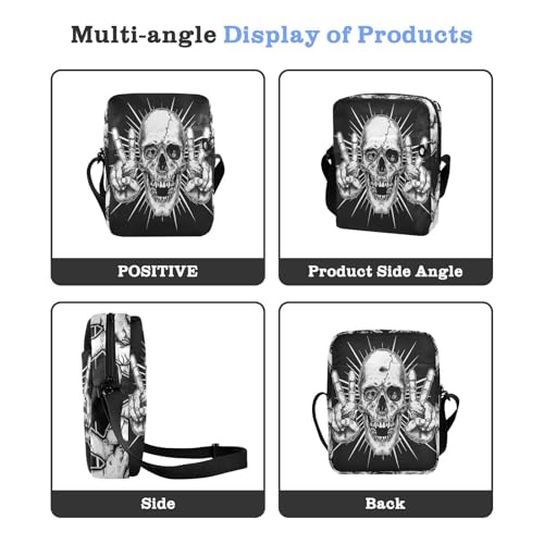 crossbody messenger bag cross body bag men Woman Handbag Shoulder Strap Adjustable Strap for business business- Black Skulls Fingers4