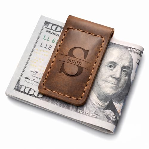 Personalized Money Clip, Custom Leather Engraved with...