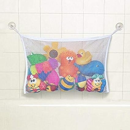 Bolsa de almacenamiento de malla de juguete de baño de bebé, bolsa de malla con ventosa, bolsa de almacenamiento de juguetes de baño para niños