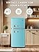Anypro 3.2 Cu.Ft Refrigerator, Retro Double Door Fridge with Freezer, 7 Adjustable Temperature Settings, Removable Glass Shelves for Dorm, Office, Bedroom, Apartment, Blue