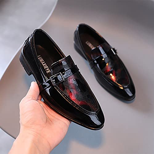 EnJoCho Children Casual Shoes Summer And Autumn Fashion Boys Casual Leather Shoes Solid Color Lace Up Pointed Lace Up Shoes4