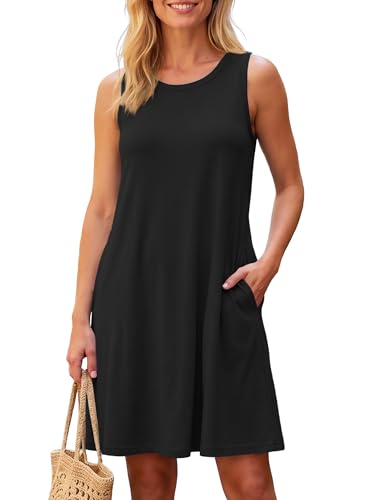 Image of VIISHOW Womens Round Neck 3 /4 Sleeves A-line Casual Tshirt Dress with Pocket