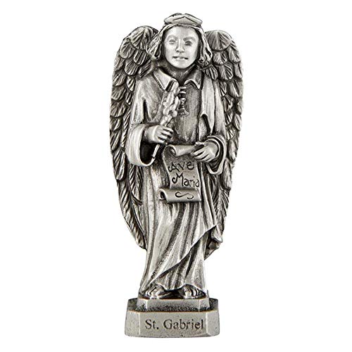 Estatua de San Gabriel de peltre 3.5 pulgadas