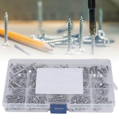 Kit de 180 tornillos autorroscantes de acero inoxidable miniatura 3