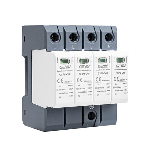 GEYA Surge Protector 20KA-40KA SPD House Surge Protector Din Rail (4P,AC440V)
