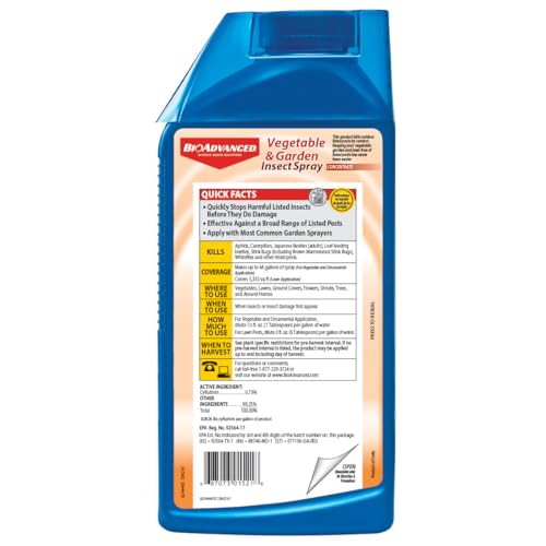 BioAdvanced Vegetable and Garden Insect Spray, Concentrated Insecticide, 32-Ounce, Plant Pest Spray