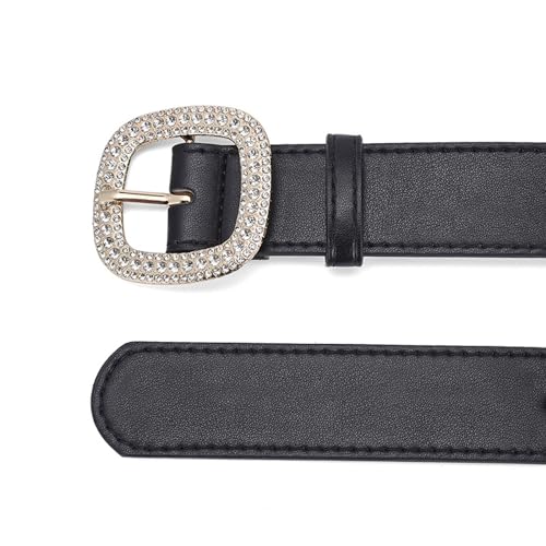 Leather Belt Square Buckle Ladies Belt Casual Classic Grommet Leather Belts for Dress Jeans Pants4
