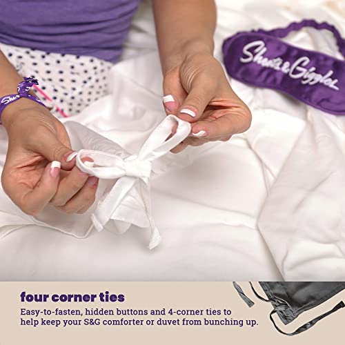 Sheets & Giggles 100% Eucalyptus Lyocell Duvet Cover - All-Season Soft, Cool & Cozy With Easy-To-Fasten Ties & Buttons - Down Alternative & Zero Static- Queen White #TOP5