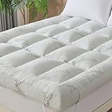 WhatsBedding 5 Inch Memory Foam Mattress Topper King Size, Viscose Made from Bamboo, Breathable Air Layer, Soft Thick Pillow Top Mattress Topper for Back Pain, 80x78x5in