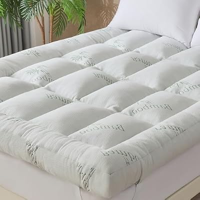WhatsBedding 5 Inch Memory Foam Mattress Topper Twin for Back Pain Relief, Cooling Bamboo Viscose Air Layer, Supportive Pillow Top Mattress Topper