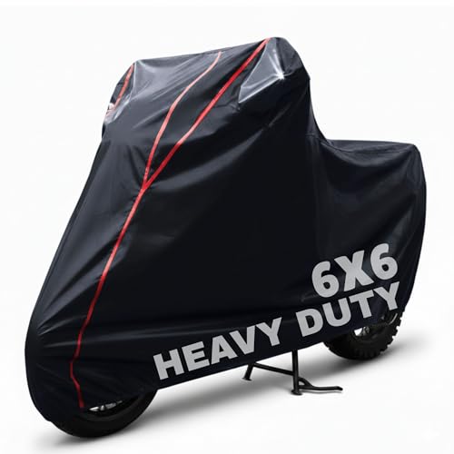 6X6 Heavy Duty Bike Cover for HF Deluxe, Dual Tone Black & Red Pi...