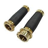 CNC Billet Brass Handlebar Grips Throttle Control Sets - Single or Dual Cable - for use with 1" Bars (All Harley Models) - Bobber Chopper Motorcycle Cafe Racer