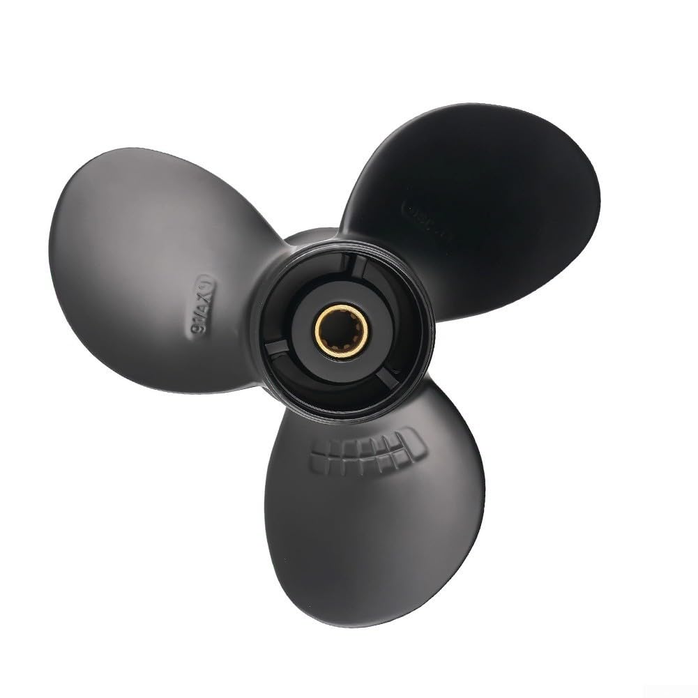 Elica per barche ad alta durabilità per fuoribordo Suzuki 9.9-20HP, 9-1/4x9 3-Blade 10 RH, alluminio resistente
