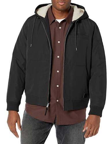 Lucky Brand Men's Bomber Jacket with Faux Sherpa Lined Hood