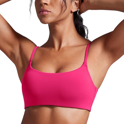 Image of CRZ YOGA Butterbreeze Scoop Neck Sports Bras | Medium Support, Removable Pads, Training, Fast Dry, Spaghetti Straps, U Back, for Women