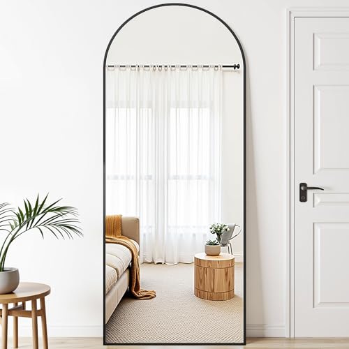 Suidia Arched Full Length Mirror, 59"x19" Floor Mirror Freestanding, Floor Standing Full Body Mirror with Stand for Bedroom, Hanging Mounted for Living Room Cloakroom, Black