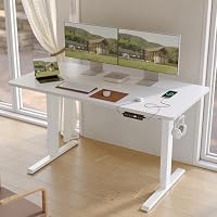 FEZIBO Höhenverstellbarer Schreibtisch mit USB-C&USB-A Ladeanschl 120x60cm – Ansicht 2
