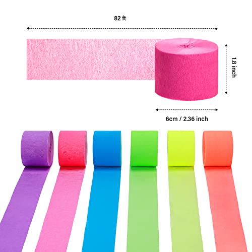 12 Rolls Crepe Paper Streamers Neon, Mint Green Pink Paper Streamers Backdrop Hanging Decoration For Wedding, Birthday, Neon Party, Fiesta Party, Prom Dance, Party Photography (Bright Colors) #TOP1