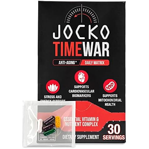 Jocko Fuel TIME WAR Multivitamin - Healthy Aging Supplement for Heart, Bone, & Eye Health, Essential Vitamins and Minerals, Supports Stress Relief and Energy Levels - 30 Day Supply Cover